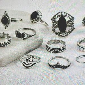 Silver midi 11 peace ring set